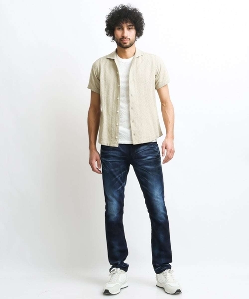 MICHEL KLEIN HOMME (ミッシェルクランオム)の「《日本製》レース柄半袖シャツ(シャツ/ブラウス・メンズ・ベージュ/アイボリー/ブラック・MEDIUM/LARGE/X-LARGE)」の1枚目の写真