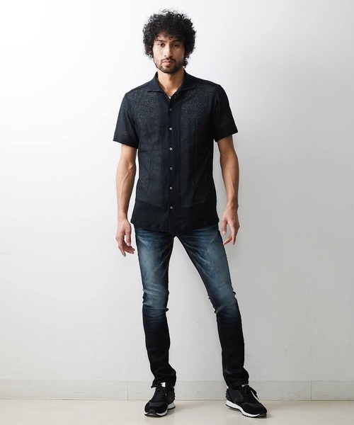 MICHEL KLEIN HOMME (ミッシェルクランオム)の「《日本製》レース柄半袖シャツ(シャツ/ブラウス・メンズ・ベージュ/アイボリー/ブラック・MEDIUM/LARGE/X-LARGE)」の7枚目の写真