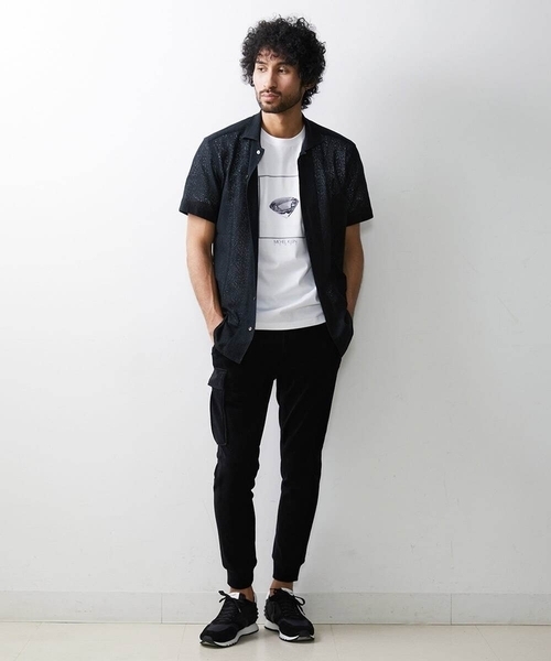 MICHEL KLEIN HOMME (ミッシェルクランオム)の「《日本製》レース柄半袖シャツ(シャツ/ブラウス・メンズ・ベージュ/アイボリー/ブラック・MEDIUM/LARGE/X-LARGE)」の5枚目の写真