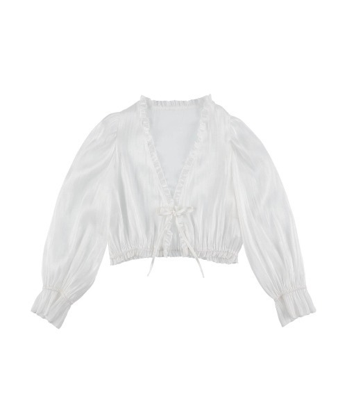 MIRO AMURETTE(ミロアミュレット)の「brillre sheer blouse/シースルーVネックブラウス(シャツ/ブラウス・レディース・ホワイト・FREE)」の14枚目の写真