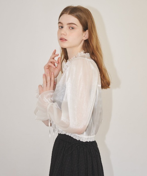 MIRO AMURETTE(ミロアミュレット)の「brillre sheer blouse/シースルーVネックブラウス(シャツ/ブラウス・レディース・ホワイト・FREE)」の6枚目の写真