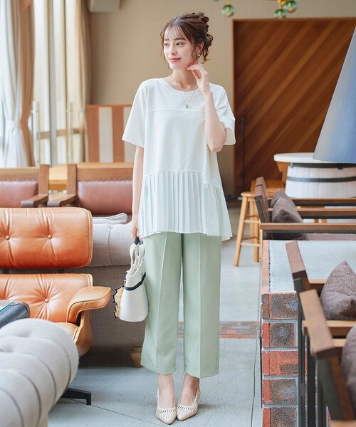 Tiaclasse(ティアクラッセ)の「【日本製・洗える】麻調ワイドパンツ(その他パンツ・レディース・ミント/ネイビー/ベージュ・M/S/L)」の19枚目の写真