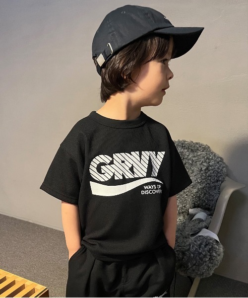 GROOVY COLORS(グルービーカラーズ)の「DRY-X ワッフル BIG Tシャツ(Tシャツ/カットソー・キッズ・ブラック・130/140)」の1枚目の写真
