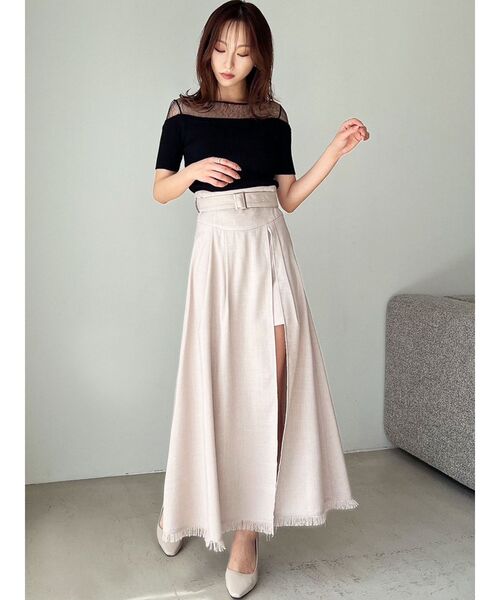 RESEXXY（リゼクシー）の「レースレイヤードリブニットトップス（ニット/セーター・レディース・アイボリー/レッド/ブラック・FREE）」の6枚目の写真