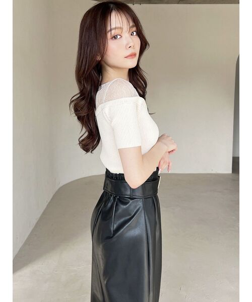 RESEXXY（リゼクシー）の「レースレイヤードリブニットトップス（ニット/セーター・レディース・アイボリー/レッド/ブラック・FREE）」の7枚目の写真