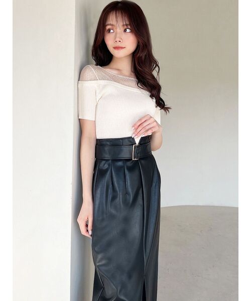 RESEXXY（リゼクシー）の「レースレイヤードリブニットトップス（ニット/セーター・レディース・アイボリー/レッド/ブラック・FREE）」の9枚目の写真