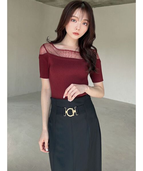 RESEXXY（リゼクシー）の「レースレイヤードリブニットトップス（ニット/セーター・レディース・アイボリー/レッド/ブラック・FREE）」の11枚目の写真