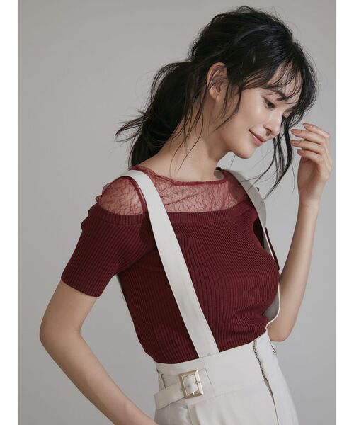 RESEXXY（リゼクシー）の「レースレイヤードリブニットトップス（ニット/セーター・レディース・アイボリー/レッド/ブラック・FREE）」の14枚目の写真