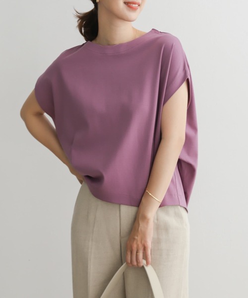 URBAN RESEARCH DOORS(アーバンリサーチドアーズ)の「コットンバックタックフレンチプルオーバー(Tシャツ/カットソー・レディース・ブラック/オフホワイト/ブルー系その他/パープル・MEDIUM)」の1枚目の写真