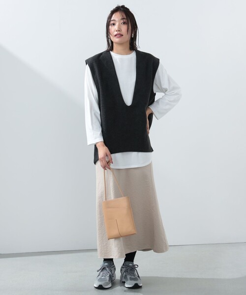 tシャツ BEAMS HEART / Vネックベスト×ロングTシャツ セット レディース BEAMS HEART（ビームス ハート）Vネックベスト ロングTシャツ