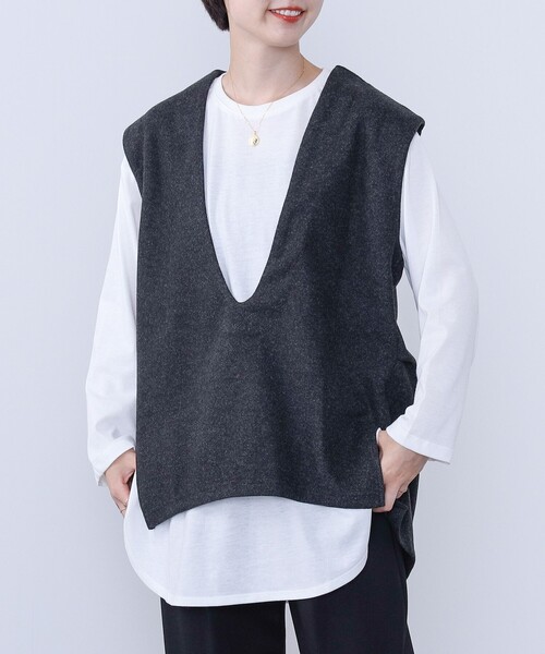 BEAMS HEART / Vネックベスト×ロングTシャツ セット（Tシャツ