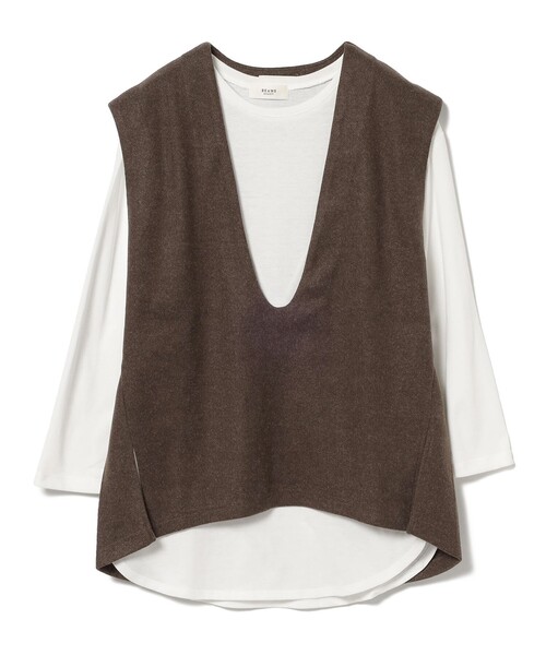tシャツ BEAMS HEART / Vネックベスト×ロングTシャツ セット レディース BEAMS HEART（ビームス ハート）Vネックベスト ロングTシャツ