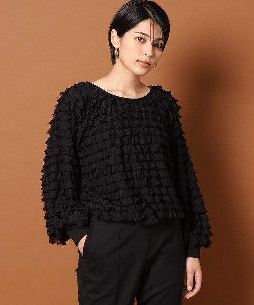 PROVOKE （プロヴォーク）の「◆provoke(プロヴォーク)【別注】furifuriトップス（シャツ/ブラウス・レディース・ブラック/ライトベージュ/ネイビー・00）」の2枚目の写真