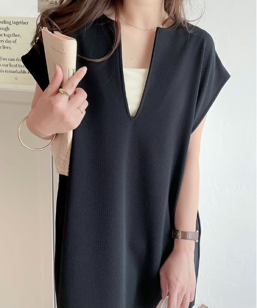 Burner（バーナー）の「【OKUOKU　0909】 ワンピース / プルオーバー / ロング oku-onepiece-713429635249-36 U（ワンピース・レディース・ベージュ/ブラック・L/M）」の4枚目の写真