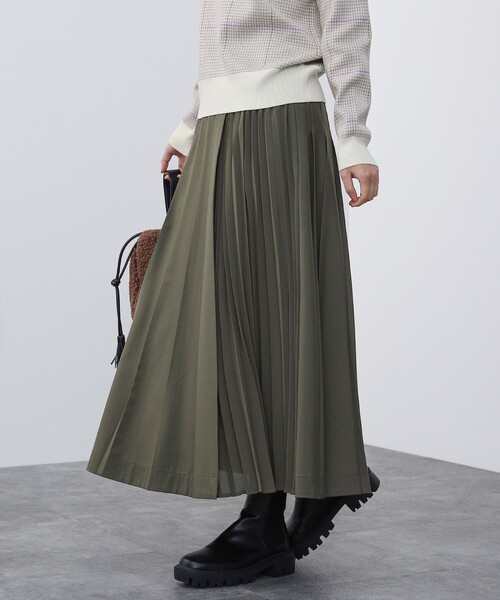 BEAMS HEART（ビームスハート）の「コンビ プリーツスカート（スカート・レディース・オリーブ/ダークベージュ/チャコールグレー/グリーン系その他5・SMALL/MEDIUM）」の3枚目の写真