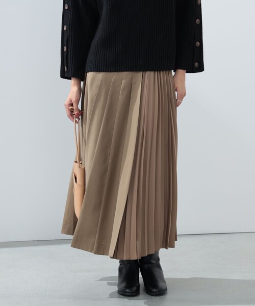 BEAMS HEART（ビームスハート）の「コンビ プリーツスカート（スカート・レディース・オリーブ/ダークベージュ/チャコールグレー/グリーン系その他5・SMALL/MEDIUM）」の2枚目の写真
