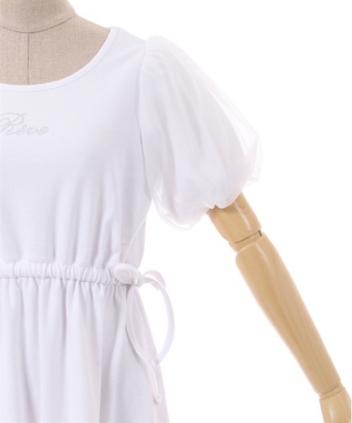 axes femme POETIQUE(アクシーズファムポエティック)の「シアーパフ袖カットミニワンピ(ワンピース・レディース・ホワイト/グレー/ブラック・MEDIUM)」の5枚目の写真