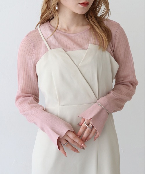 CLEIO（クレイオ）の「【CLEIO】ラメシアーリブニット／シースルートップス/SHEER RIB KNIT/986-10628（ニット/セーター・レディース・ホワイト系その他/モカ/オリーブ系/ピンク/ベージュ/グレー系その他/チャコール・FREE）」の7枚目の写真