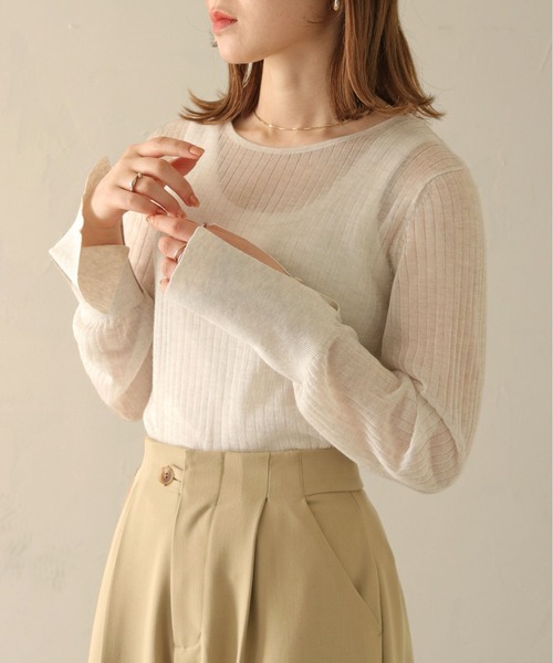 CLEIO（クレイオ）の「【CLEIO】ラメシアーリブニット／シースルートップス/SHEER RIB KNIT/986-10628（ニット/セーター・レディース・ホワイト系その他/モカ/オリーブ系/ピンク/ベージュ/グレー系その他/チャコール・FREE）」の11枚目の写真
