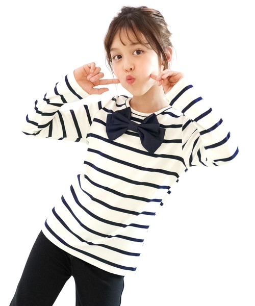 Bee des Bee（ビーデスビー）の「デザイントップス（Tシャツ/カットソー・キッズ・パープル系/グレー/ブラック系/ライトブラウン/ライトグリーン系/ブラック系2/パープル系2/ピンク/ラベンダー/チャコール/ネイビー系2/コーラルピンク/ピンク系/ネイビー/ワイン/サックスブルー系/ネイビー系・150cm/110cm/100cm/120cm/140cm/130cm）」の9枚目の写真