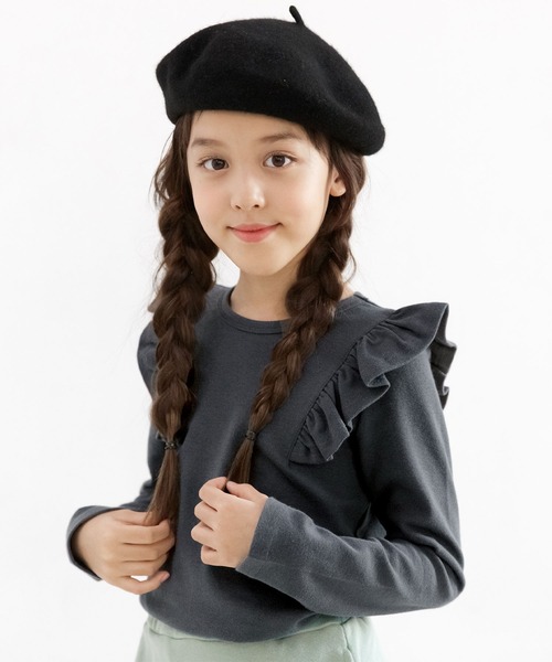 Bee des Bee（ビーデスビー）の「デザイントップス（Tシャツ/カットソー・キッズ・パープル系/グレー/ブラック系/ライトブラウン/ライトグリーン系/ブラック系2/パープル系2/ピンク/ラベンダー/チャコール/ネイビー系2/コーラルピンク/ピンク系/ネイビー/ワイン/サックスブルー系/ネイビー系・150cm/110cm/100cm/120cm/140cm/130cm）」の4枚目の写真