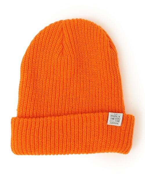SUBLIME(サブライム)の「SUBLIME:リブ ニット ワッチ(ニットキャップ/ビーニー・キッズ・ライトイエロー/ライム/オレンジ・ONE SIZE)」の1枚目の写真
