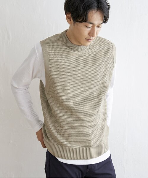 ikka（イッカ）の「【洗濯機で洗える】GOKU楽ニット鹿の子ベスト（ベスト・メンズ・ベージュ/グリーン/ブラック/ワイン・S/M/XL/L）」の5枚目の写真