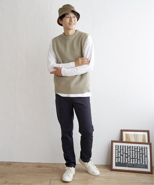 ikka（イッカ）の「【洗濯機で洗える】GOKU楽ニット鹿の子ベスト（ベスト・メンズ・ベージュ/グリーン/ブラック/ワイン・S/M/XL/L）」の6枚目の写真