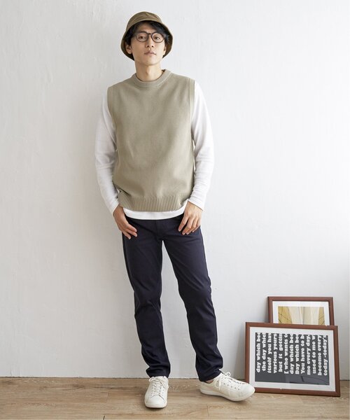 ikka（イッカ）の「【洗濯機で洗える】GOKU楽ニット鹿の子ベスト（ベスト・メンズ・ベージュ/グリーン/ブラック/ワイン・S/M/XL/L）」の7枚目の写真