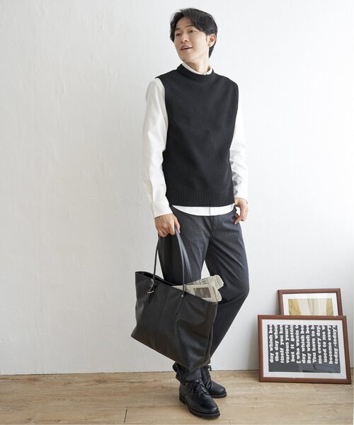 ikka（イッカ）の「【洗濯機で洗える】GOKU楽ニット鹿の子ベスト（ベスト・メンズ・ベージュ/グリーン/ブラック/ワイン・S/M/XL/L）」の9枚目の写真