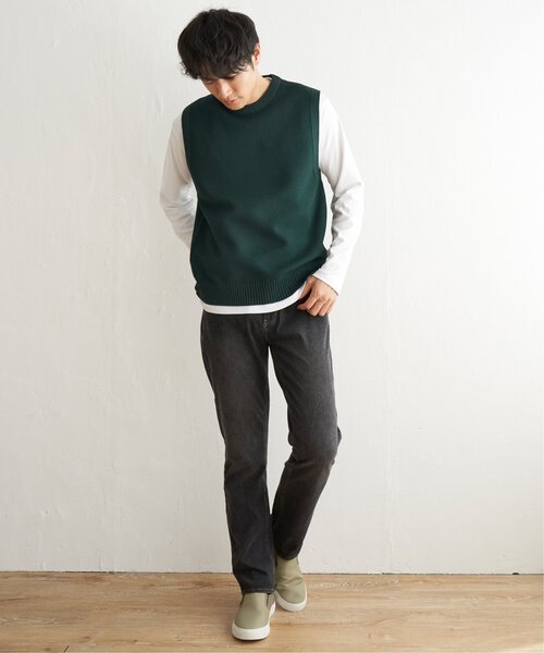 ikka（イッカ）の「【洗濯機で洗える】GOKU楽ニット鹿の子ベスト（ベスト・メンズ・ベージュ/グリーン/ブラック/ワイン・S/M/XL/L）」の13枚目の写真