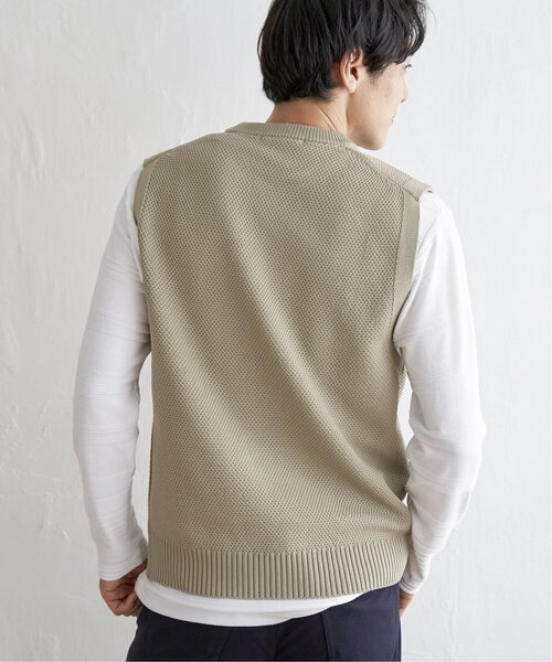 ikka（イッカ）の「【洗濯機で洗える】GOKU楽ニット鹿の子ベスト（ベスト・メンズ・ベージュ/グリーン/ブラック/ワイン・S/M/XL/L）」の15枚目の写真