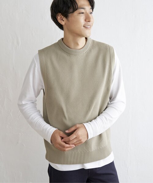 ikka（イッカ）の「【洗濯機で洗える】GOKU楽ニット鹿の子ベスト（ベスト・メンズ・ベージュ/グリーン/ブラック/ワイン・S/M/XL/L）」の16枚目の写真