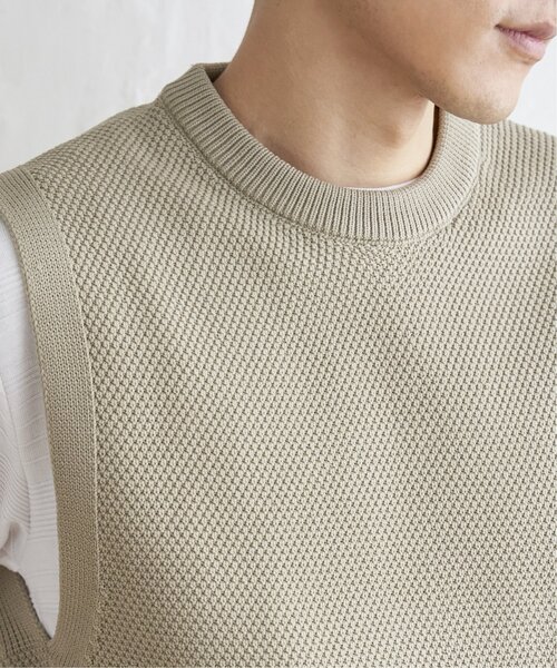 ikka（イッカ）の「【洗濯機で洗える】GOKU楽ニット鹿の子ベスト（ベスト・メンズ・ベージュ/グリーン/ブラック/ワイン・S/M/XL/L）」の17枚目の写真