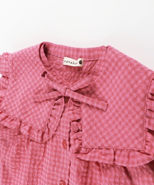 BRANSHES（ブランシェス）の「【プチレディ】ビッグ衿ブラウス（着脱可）（シャツ/ブラウス・キッズ・フューシャピンク/オフホワイト・120/110/100/150/140/130/90）」の3枚目の写真