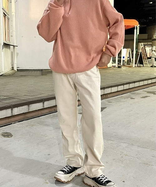 RENOL（レノル）の「韓国ファッション RENOL レノル stitch denim pants ステッチ デニムパンツ ストレートデニム ジーンズ 長ズボン（デニムパンツ・メンズ・ライトベージュ・S/M/L）」の3枚目の写真
