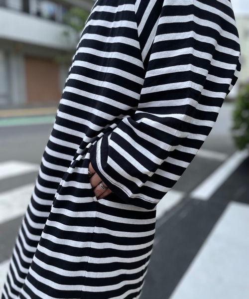 mi via loca(ミヴィアロカ)の「ビッグスリーブ ラグランTシャツワンピース(ワンピース・レディース・グレー/ブラック×ホワイト/スミクロ/ブルー・FREE)」の5枚目の写真