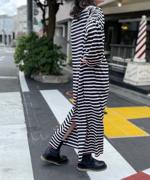 mi via loca(ミヴィアロカ)の「ビッグスリーブ ラグランTシャツワンピース(ワンピース・レディース・グレー/ブラック×ホワイト/スミクロ/ブルー・FREE)」の12枚目の写真