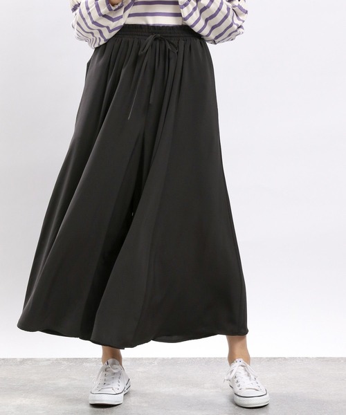 GLOBAL WORK Smile Seed Store（グローバルワーク スマイルシードストア）の「ギャザーフレアイージーパンツ/964863（その他パンツ・レディース・モカ/ライトグレー/杢グレー/ブラック・X-LARGE/LARGE/MEDIUM/SMALL）」の2枚目の写真