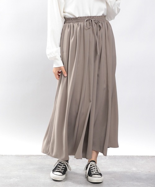 GLOBAL WORK Smile Seed Store（グローバルワーク スマイルシードストア）の「ギャザーフレアイージーパンツ/964863（その他パンツ・レディース・モカ/ライトグレー/杢グレー/ブラック・X-LARGE/LARGE/MEDIUM/SMALL）」の4枚目の写真