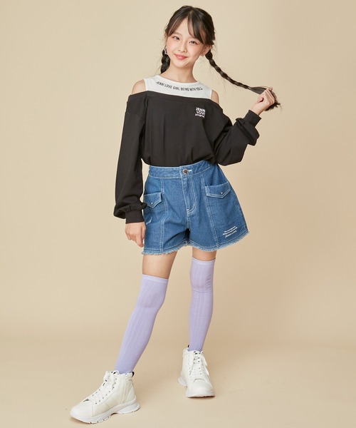 JENNI（ジェニィ）の「オーバルロゴリブニーハイソックス（ソックス/靴下・キッズ・ブラック/オフホワイト/ラベンダー・19-21cm/22-24cm）」の9枚目の写真