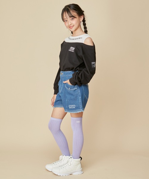 JENNI（ジェニィ）の「オーバルロゴリブニーハイソックス（ソックス/靴下・キッズ・ブラック/オフホワイト/ラベンダー・19-21cm/22-24cm）」の10枚目の写真