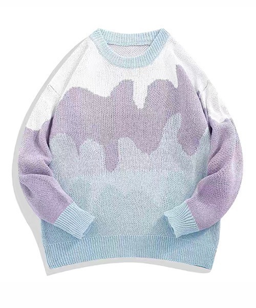 ROOPTOKYO(ループトウキョウ)の「▲PAINT DESIGN KNIT/ペイントデザインニット(ニット/セーター・メンズ・グリーン/ライトブルー・L/XL/XXL)」の2枚目の写真