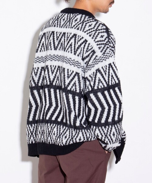 GLOSTER(グロスター)の「【限定展開】モヘヤライクカーディガン(グラデーション/ジオメトリック/チェック/レオパード)(カーディガン/ボレロ・メンズ・グレー/ブルー/ブラック系その他/ブラック系その他2/グリーン/キャメル/ベージュ/オレンジ・M/L/XL)」の18枚目の写真