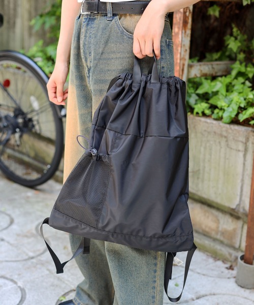 SPINNS(スピンズ)の「ナイロンナップサック(バックパック/リュック・メンズ・グレー/ブラック・ONESIZE)」の12枚目の写真