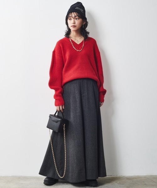 CHIC STYLE（シックスタイル）の「＜大きいサイズ＞ネックウォーマー付ニットプルオーバー シックスタイル（ニット/セーター・レディース・アイボリー/グレー/レッド・L/LL/3L/4L/5L）」の14枚目の写真