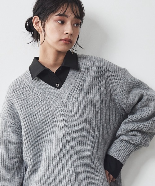 CHIC STYLE（シックスタイル）の「＜大きいサイズ＞ネックウォーマー付ニットプルオーバー シックスタイル（ニット/セーター・レディース・アイボリー/グレー/レッド・L/LL/3L/4L/5L）」の6枚目の写真