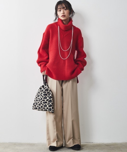 CHIC STYLE（シックスタイル）の「＜大きいサイズ＞ネックウォーマー付ニットプルオーバー シックスタイル（ニット/セーター・レディース・アイボリー/グレー/レッド・L/LL/3L/4L/5L）」の12枚目の写真