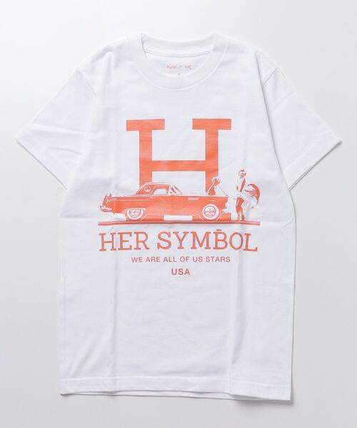 Kare/ME(カーミー)の「Kare/ME(カーミー)H MM Tシャツ(Tシャツ/カットソー・レディース・ホワイト/ブラック・XS/S/M)」の2枚目の写真