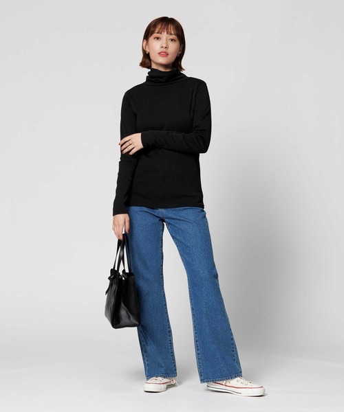 BACK NUMBER(バックナンバー)の「【BACK NUMBER】【エクストラサーモ】タートルネック長袖Tシャツ(Tシャツ/カットソー・レディース・ブラック×ホワイト/オフホワイト/ブラック・M/L)」の12枚目の写真